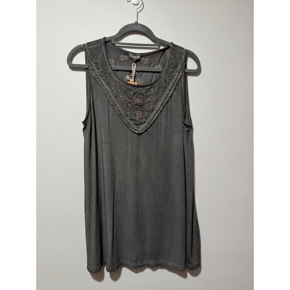 POL Tops - POL Tank Top with Floral Embroidery Detail
